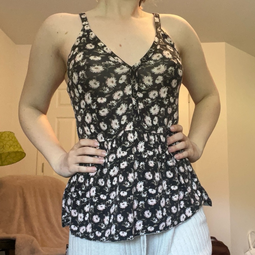 Floral Black and White Women's Top